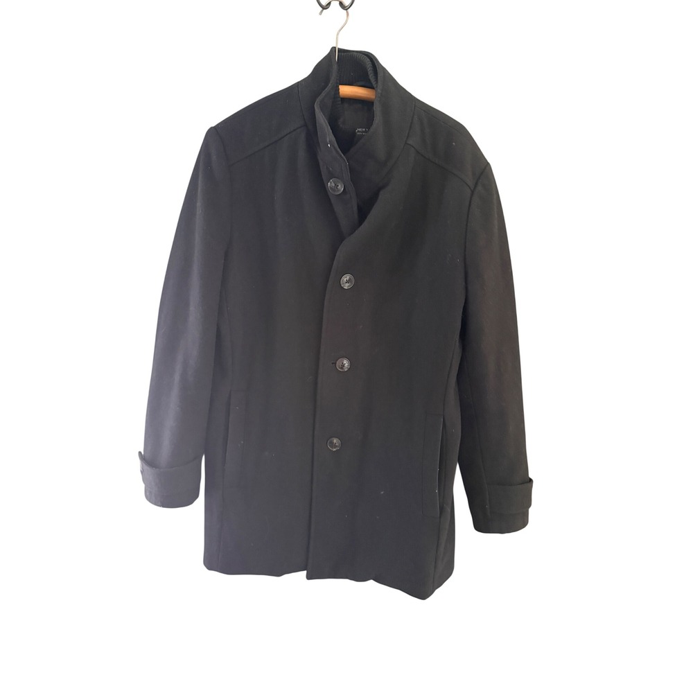 Marc New York Andrew Marc Mens Black Wool Blend Car Coat with Knit Bib Size M